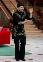 KAPIL SHRAMA BLACK KURTA WITH PAJAMA SET