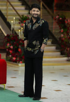 KAPIL SHRAMA BLACK KURTA WITH PAJAMA SET
