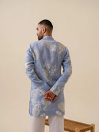 MULMUL MEN'S BLUE KURTA IN ZIPPER