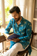 BLUE CERULEAN PETAL KURTA