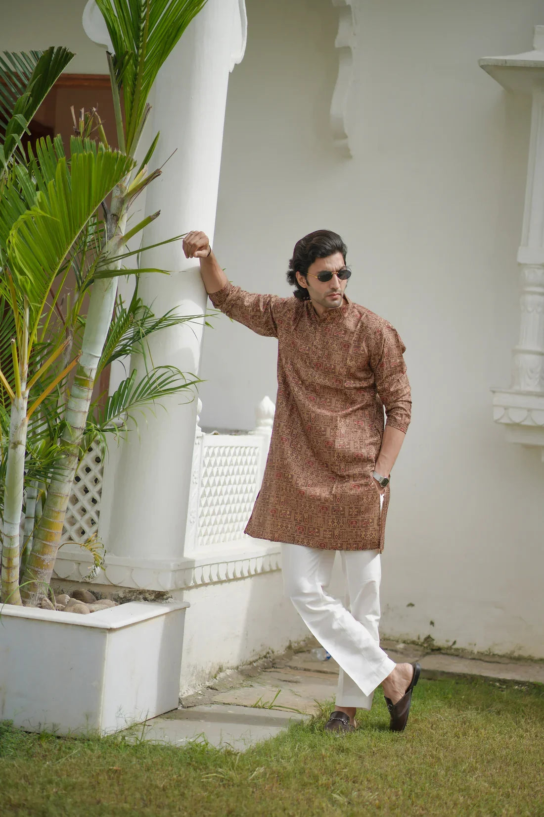 IKAT PRINT KURTA BROWN