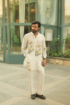 WHITE BUTTERFLY PRINTED KURTA