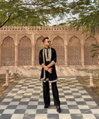 BLACK EMBROIDERED KURTA SET WITH DUPATTA