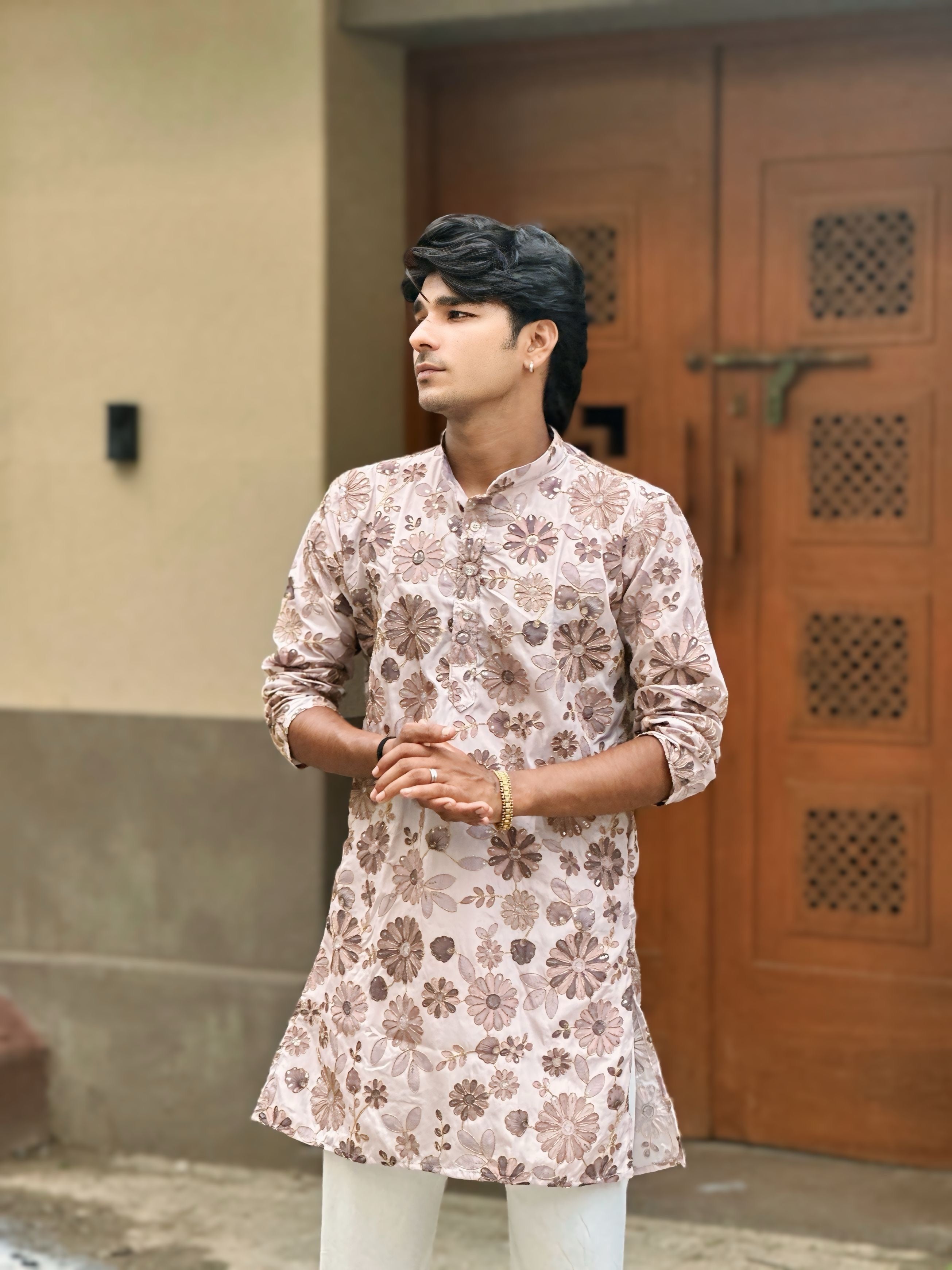 SILK POSITION FLORAL PRINTED KURTA SET