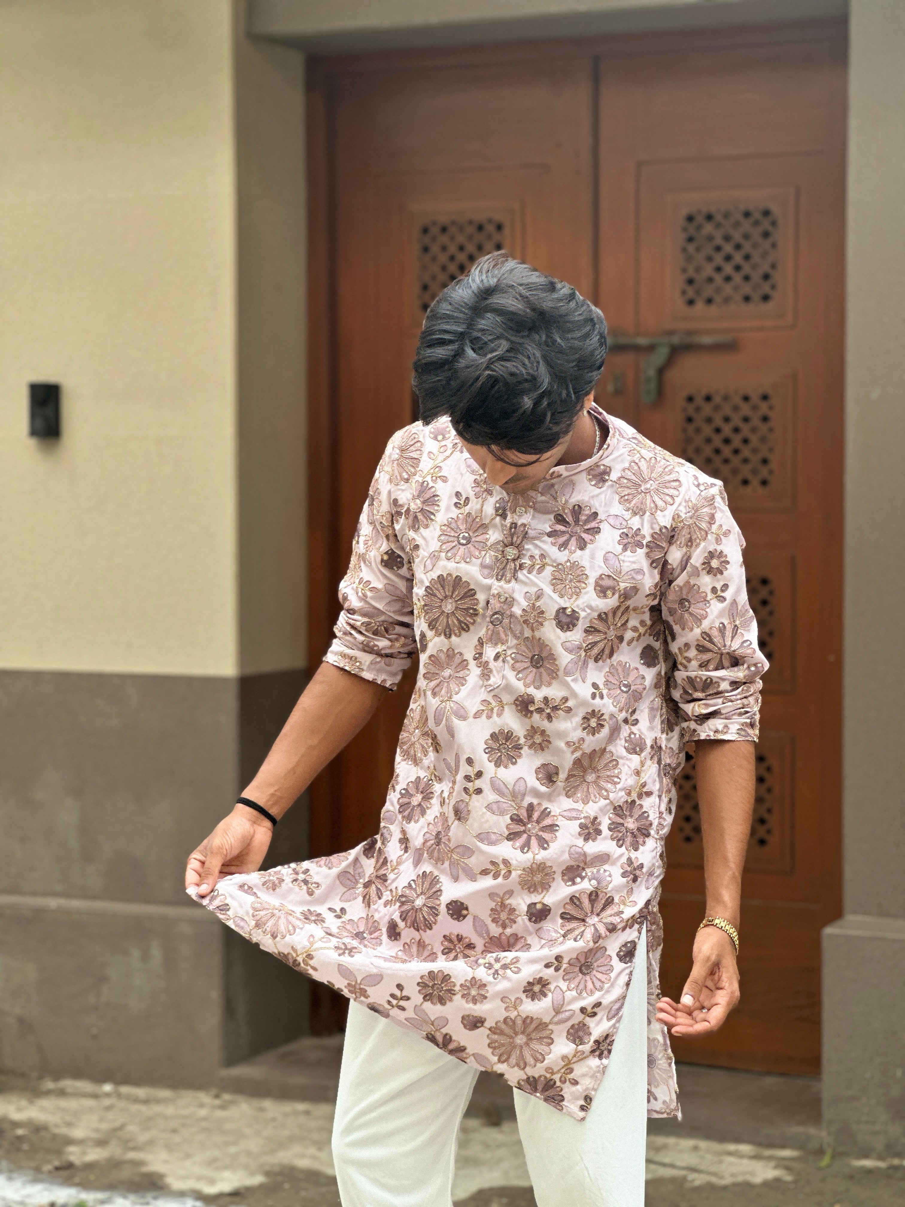 SILK POSITION FLORAL PRINTED KURTA SET