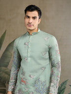 PREMIUM PISTA GREEN VISCOSE SILK PARTY WEAR KURTA FOR MEN