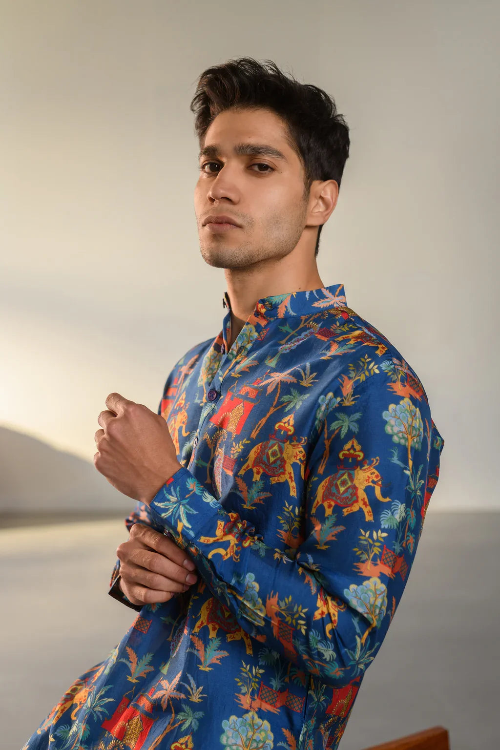 JUAL ELEPHANT BLUE GANGANAGRY KURTA FOR MEN