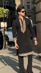 ROYAL BLACK EMBROIDERED KURTA