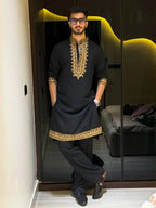 FESTIVAL SPECIAL ROYAL BLACK EMBROIDERED KURTA PAJAMA SET