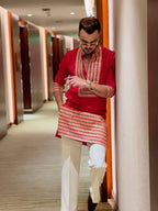 RED EMBROIDERED KURTA  SET