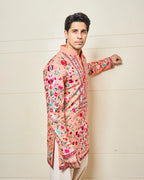 SIDDHARTH MALHOTRA IN OUR PEACH FLORAL RESHAM PRINTED KURTA SET