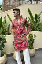 ROYAL PINK KURTA SET FOR MEN | WEDDING & FESTIVE WEAR