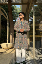 PEACOCK ARTISTRY KURTA – TURQUOISE GREEN| PAIRED WITH LUXURY KOREAN PANTS